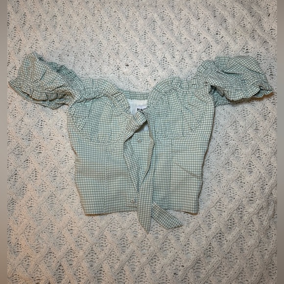 Green checkered princess Polly crop top - Picture 1 of 2